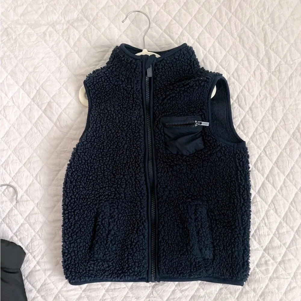Old Navy Kids Black Puffer Vest + Navy Sherpa Vest Set